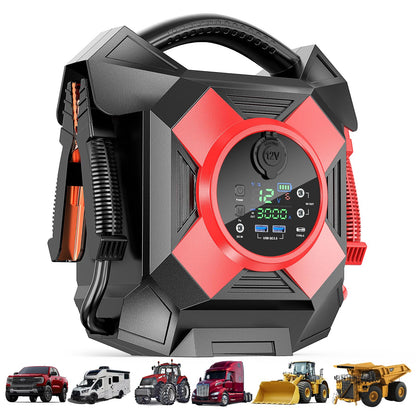 ODUKAKO DM1264 Heavy Duty Jump Starter, 12V 30000A Peak, Lithium Battery Booster Pack, Portable Jumper -40°F Instant Start All for 50L Diesel and Gasoline Engines, Semi Truck Class 8