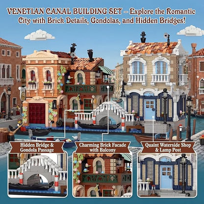 Venice Rivera Building Block Set Italian Canal City Architecture Street View Kit with LED Lighting Collectible Home Decor Gift for Adults &amp Teens4610 PiecesBarweer 010