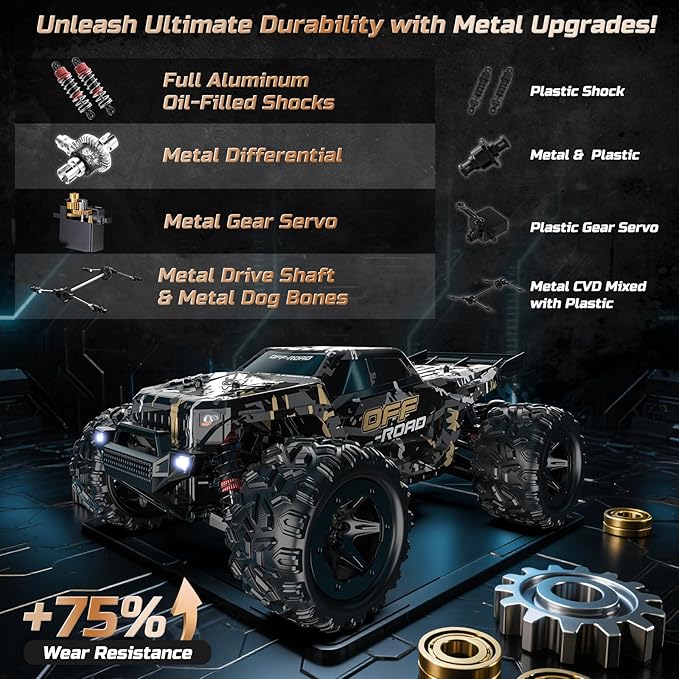 DEERC 9309E All Terrain Fast RC Cars for Adults 40KPH4WD Electric Off-Road Remote Control Monster Truck2.4Ghz High Speed CarWaterproof Monster Truck with 2 Batteries for Boys &amp Kids