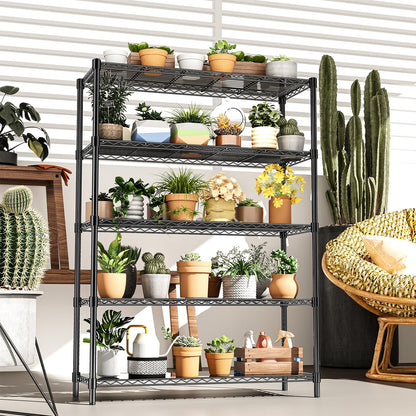 RackBro 48" W Garage Shelving 1875LBS Heavy Duty Wire Shelving Unit, Metal 5-Tier Adjustable Steel Storage Rack with Liners, Storage Tote Rack, 48" W x 18" D x 72" H for Garage Commercial, Black
