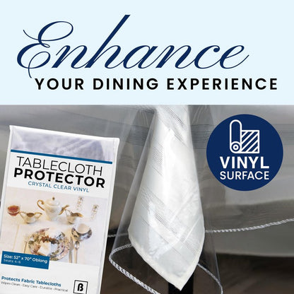 Broder Heavy Duty Clear Plastic Table Cover Protector Rectangle 52x70 – Waterproof, Oil Proof, Wipeable Vinyl Tablecloth Protector, Thick PVC, for Dining Room, Kitchen, Desk, Office, Everyday Use