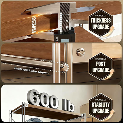 Achene 5-Tier Industrial Bookshelf, Storage Bookcase for Living Room, Bedroom, Home Office, Study Room, and Kitchen,15.75"x19.69"x66.93" Inches (Black, 5T20IN)