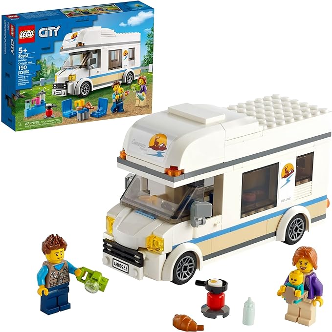 LEGO City Great Vehicles Holiday Camper Van 60283 Toy Car for Kids Ages 5 Plus Years Old Caravan Motorhome Gifts for Boys and Girls