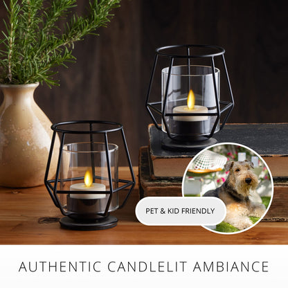Luminara Flameless LED Tea Light Candle, 1.4" x 2", Pack of 2, Plastic Pearl Ivory, Real Flame, Battery Operated w/Remote Timer Function