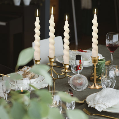 White Spiral Taper Candle Twist Candles Unscented Dinner Christmas Candles Long Lasting Burn Candle Stick Elegant Design for Halloween Home Décor Weddings Party Festive Seasons Holiday