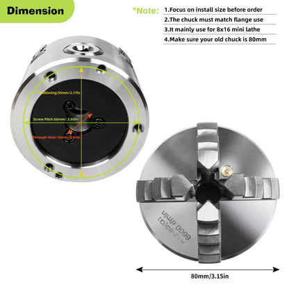 RATTMMOTOR K12-130mm CNC Router Table Rotary Milling Machine Rotational Axis A 4th Axis Through Hole 30MM, 4 Jaw Chuck Dividing Head Reducing Ratio 4:1, Nema34 Stepper Motor
