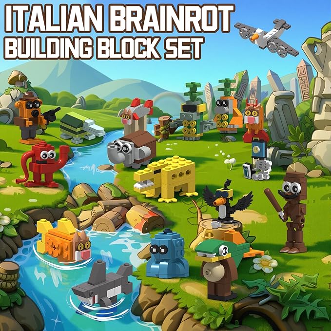 Italian Brain Rot Unique Cartoon Characters Building Blocks 17 in 1 Educational &amp Entertaining Gift Idea for Kids Teens &amp Adults