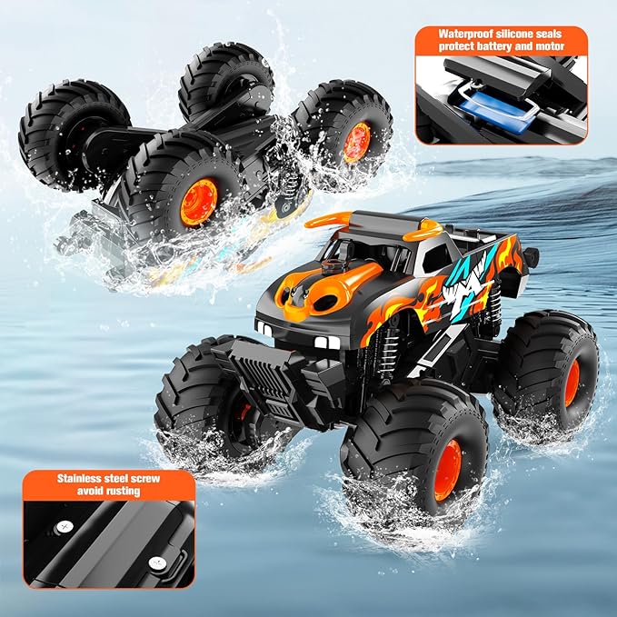 Remote Control Car Monster Truck Toys4WD Waterproof Off-Road RC Cars for All terrian1:16 Amphibious Hobby Pick-up Truck Toy Vehicle Gifts for Boys Girls Presents Age 8 9 10 11 12+