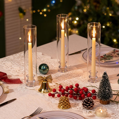 Hurricane Glass Candle Holders Set of 16, 11.8" H Clear Cylinder Windproof Candle Holder Chimney Tubes, Taper Glass Candlestick Holders for Home Decor Wedding Party Table Centerpieces