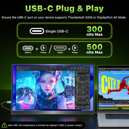 Upperizon Portable Monitor 18.5 inch 2K QHD 120% sRGB 120Hz IPS HDR HDMI USB-C Travel Monitor for Laptop MacBook PC Surface PS5 Xbox, Large External Display with Kickstand & Speakers, VESA Compatible