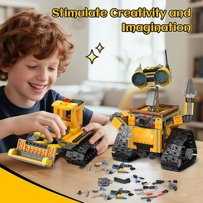 Robot Building Sets for Kids - 5 in 1 Wall Robotic Kit 748 PCS Robot with Interchangeable Arms Bulldozer Plane Building Block Toy Model for Boys Girls 8-12 Easter Home Decor