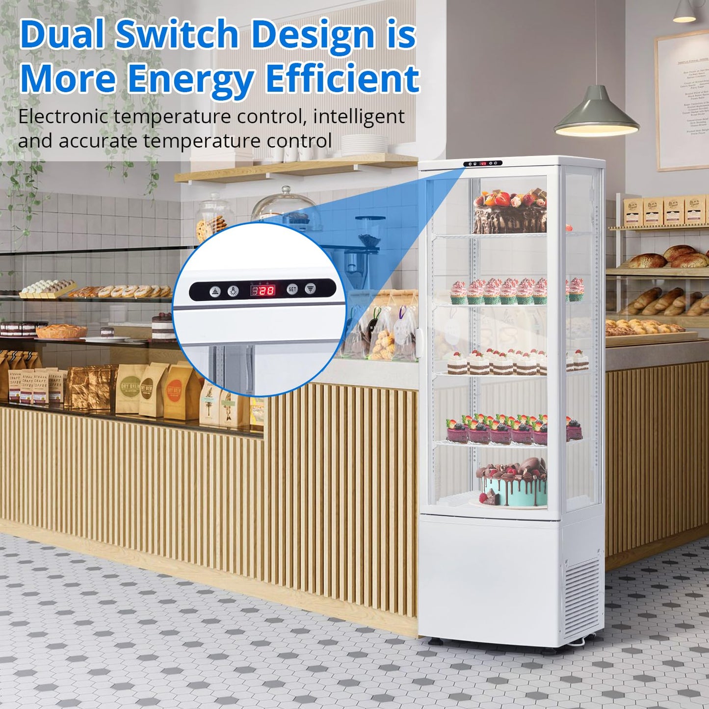 IDEALHOUSE 8.4 Cu.FT Commercial Refrigerator Display,Glass Door Beverage Cooler,Adjustable Shelving,LED Lighting,Countertop Fridge