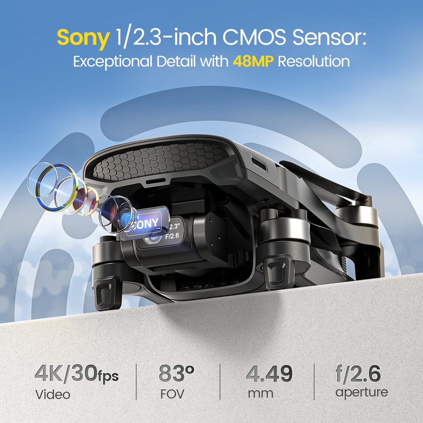 Holy Stone HS900 Drone with Camera for Adults, 3-Axis Gimbal, 8K Photo, 4K/30FPS Video, 20000Ft Transmission, AI Follow Me, Smart Return, QuickShots, Beginner-Friendly