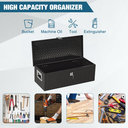 OUTLANE Heavy Duty Aluminum Underbody Truck Tool Box – 30x13x9.6 Inch Diamond Plate Lockable Storage Chest, Waterproof & Rust-Proof, Side Handles, for Pickup Truck Bed, RV, Trailer, Workshop, Garage