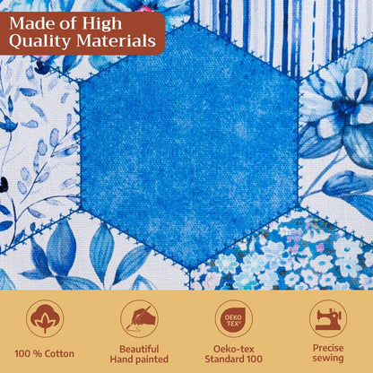 Maison d' Hermine Table Cloth Rectangle Table 100% Cotton 60 x 90 Inches Tablecloth Reusable Decorative for Dining Kitchen Room Farmhouse Home Gifts for Mothers Day Spring Summer - Summer Blues