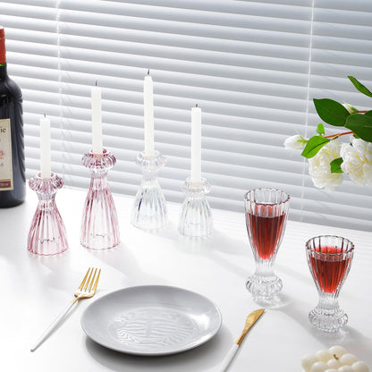 Lysenn Glass Candle Stick Holder Set of 3 – Premium Taper Candle Holders for Romantic Ambiance - Candle Sticks Holder Decor for Special Occasions - Iridescent