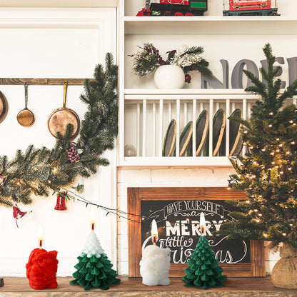 Minatee 4 Pieces Large Christmas Candles Tree Santa Scented Xmas Tree Shaped Candles Gifts for Home Party Room Table Decorations, 2 Style