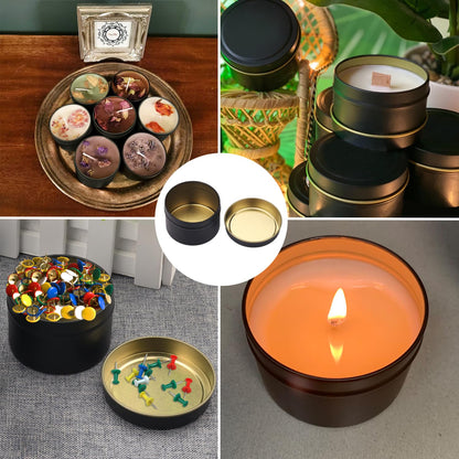 GENHAKON 24 Packs 4 oz Black Candle Tins, Bulk Candle Making Tins, Candle Jars, Candle Containers for Making Candles