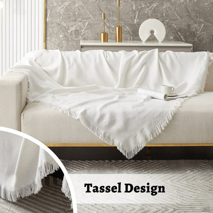 MYSKY HOME White Couch Cover for Sectional Sofa Covers for 3 Cushion Couch Sofa Protector Geometrical Sofa Slipcovers Washable Thick Fabric Blanket for Dogs, Pets (XX-Large, 91" x 134", White)