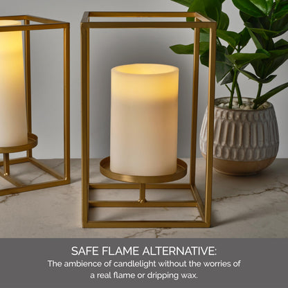 Mikasa 4x6 Inch White LED Pillar Candle with Flickering Flame - Real Wax Battery Operated Candle with Timer, Flameless Candle for Home Decor, Weddings, Holidays and Seasonal Displays