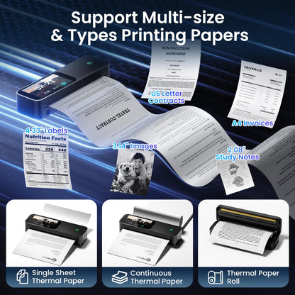 Phomemo M85 Portable Printers Wireless for Travel with Upgraded Touchscreen, Thermal Wireless Inkless Bluetooth Printer, Supports 8.5"x11"US Letter/A4/B5/A5, Compatible with iOS, Android, Windows, Mac