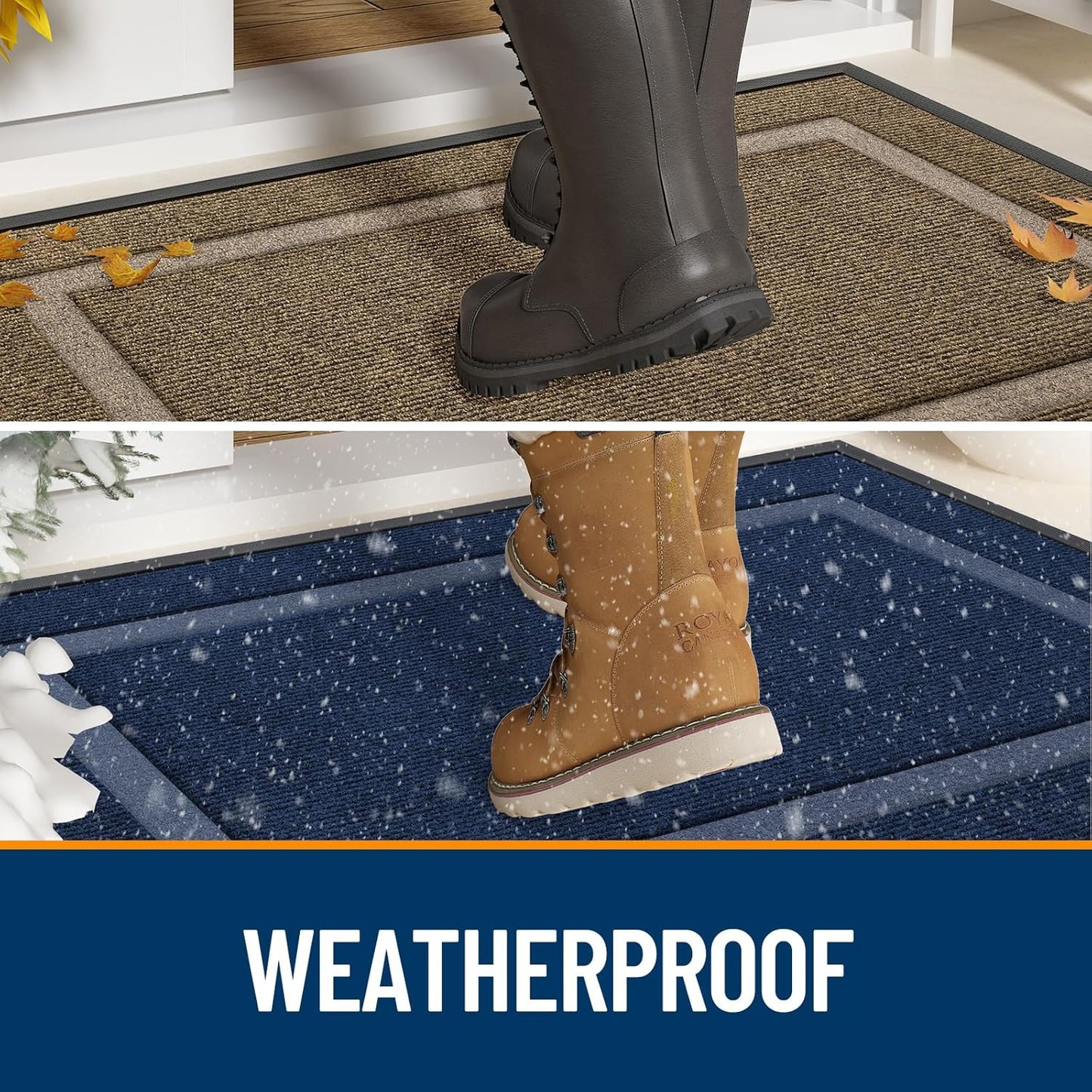 OLANLY Waterproof Front Door Mat - All-Season Indoor/Outdoor Doormat | Sturdy Natural Rubber, 47x17, Butter Yellow