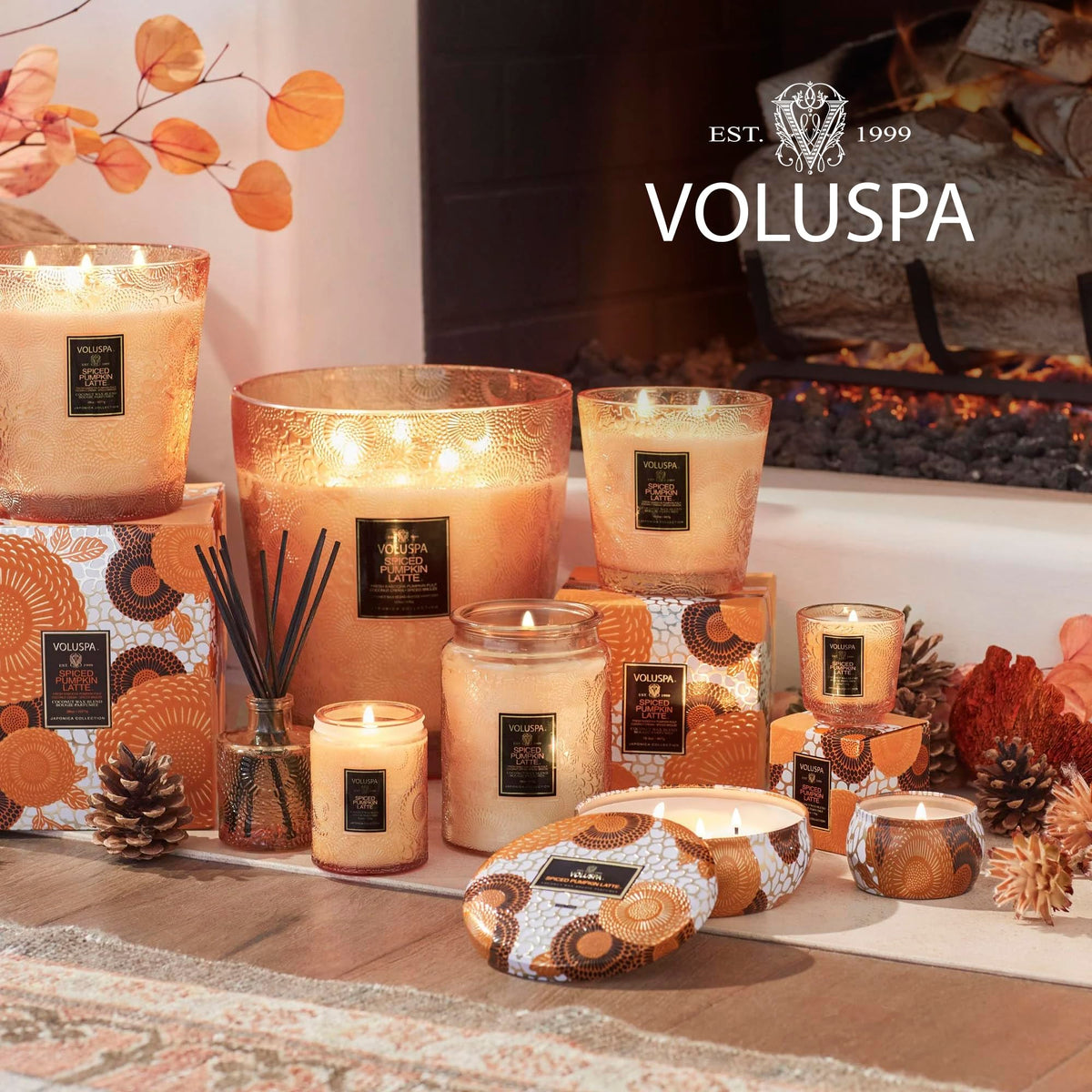 Voluspa Pumpkin Spice Latte Candle, 9 oz, Coconut Wax Blend, Scented Candles for Home, 60 Hour Burn Time, Classic Candle Jars