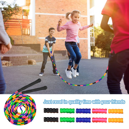 Coolrunner 16 FT Long Jump Rope(2 PACK), Double Dutch Jump Ropes, Soft Beaded Skipping for Kids Adults, Plastic Segmented Long Enough for 4-5 Jumpers