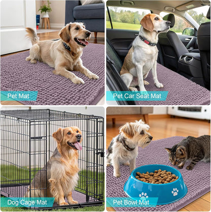 OLANLY Dog Door Mat - Absorbent Non-Slip Chenille Mat for Muddy Paws | 59x20 Deep Plum Color