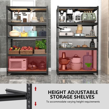 ZEUKMXOO Heavy Duty Garage Shelving,5-Tier Metal Storage Shelves,2400LBS Shelving Unit,Adjustable Shelving Rack, Standing Shelf Units for Garage Storage Warehouse,28''×12''×60'',2 Pack