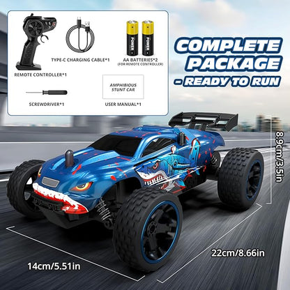 Tecnock RC Cars for Kids 1:18 Scale 2WD RC Car with USB-C Easy Charging 2.4GHz Remote Control Car with LED Lights &amp 50 Mins Playtime Toys Gifts for Boys &amp Girls Ages 8-12