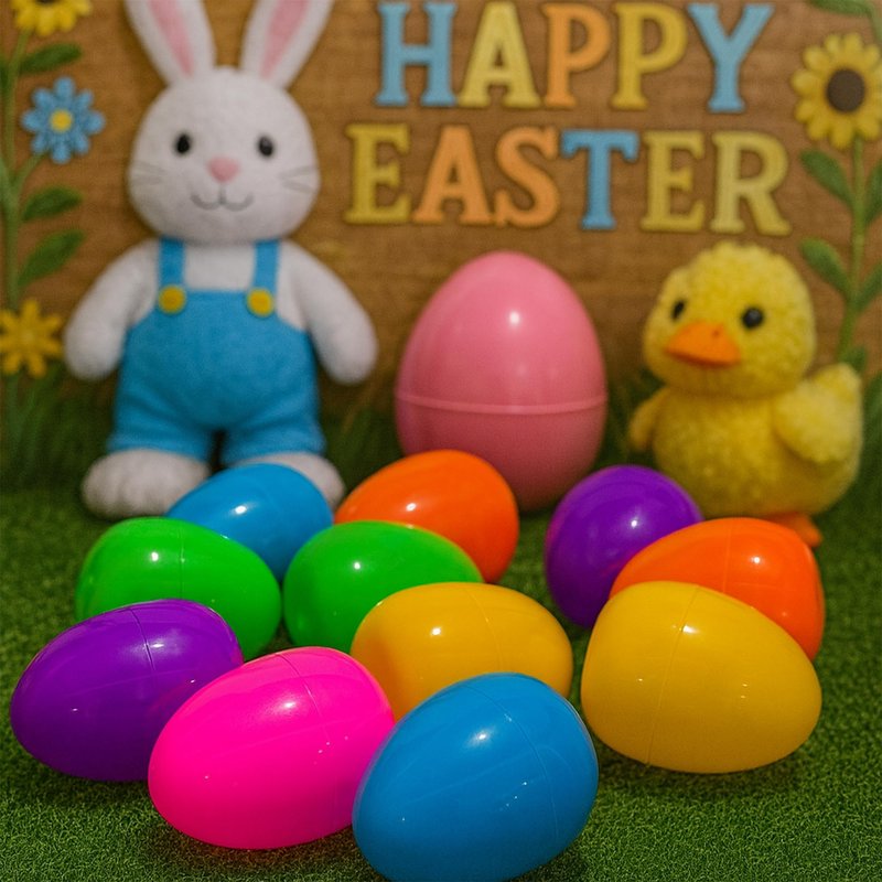 Celmuron 12 Pack Large Easter Eggs – 3.74'' Bright Plastic Fillable Eggs for Easter Egg Hunt, Party Favors, Surprise Gifts