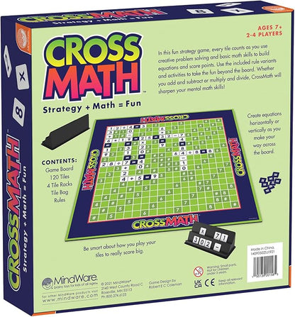 MindWare CrossMath - Engaging 2-4 Player Math Games for Kids Multiplication Game - Includes Additional Activities and Guidebook