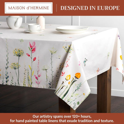Maison d' Hermine Table Cloth Rectangle Table 100% Cotton 70 x 90 Inches Tablecloth Reusable Decorative for Dining Kitchen Room Farmhouse Home Gifts for Mothers Day Spring Summer - Botanical Fresh