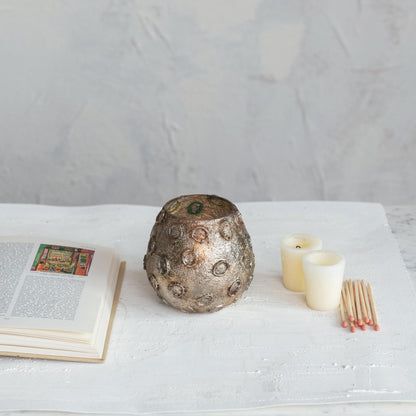 Creative Co-Op Dots Glass Tea Light Votive Holder, Brass