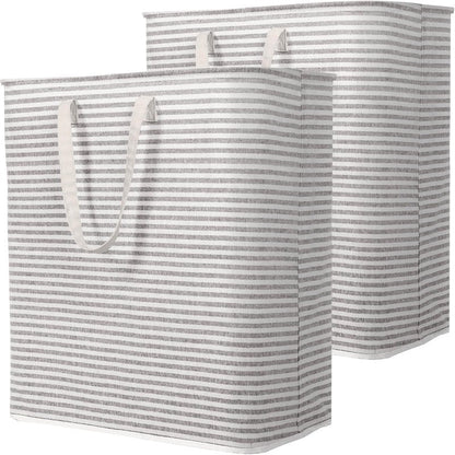 Lifewit 2 Pack Laundry Basket 100L Each, Collapsible Clothes Hamper with Reinforced Handles, Freestanding Waterproof Design for Bedroom and Laundry Room, Grey 200L Total