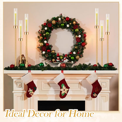 Suclain 10 Set 3 Arm Candelabra Centerpiece 33.8 Inch Candle Holder Gold Candelabra Metal Floor Pillar Candlesticks for Tables Wedding Home Party Decoration