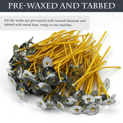 SWIGRANCE 10cm Hemp Candle Wicks 100Pcs, Hemp Braided Wick for Handamde Candle Making, Pre-Waxed with Beeswax