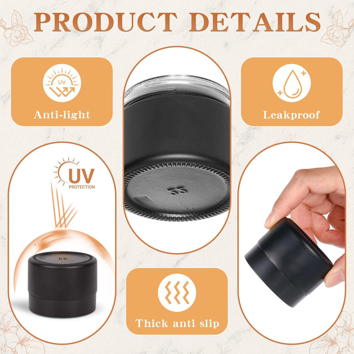 ZBCCEOB 2 oz Glass Jars with Lids, Round Airtight Cosmetic Jars with Inner Liners, Empty Containers for Lotions, Ointments, Candle Making, Creams, DIY Projects (24 Pack, Black Frosted)