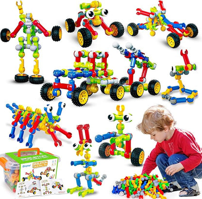 Kids STEM Building Toys for 3 4 5 6 7 8+ Year Old Boy Girl Birthday Gift 186 Pcs Preschool Classroom Learning Activities Fine Motor Skills Building Blocks Ages 4-8 6-8 8-12 Engineering Creative Game