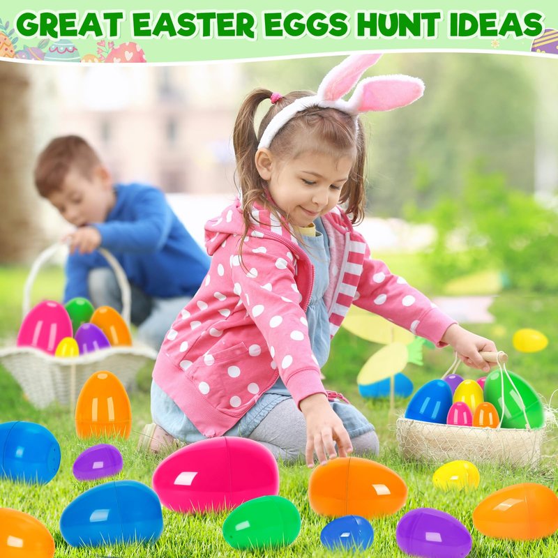 Jumlys 30 Pack Prefilled Easter Eggs with Toys, Mix 4 Sizes Surprise Plastic Easter Eggs with Toys Inside, Perfect for Easter Egg Hunt , Basket Stuffers and Party Favors