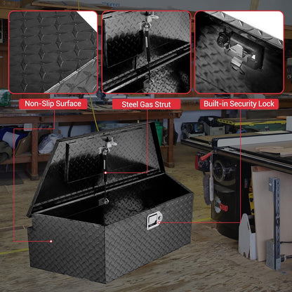 GarveeTech 39 in Trailer Tongue Boxes,Heavy Duty Aluminum Trailer Tool Box With Lock and Keys,Diamond Plate Storage Box,Waterproof Trailer Box for Pick Up Truck Bed,RV Trailer,Black