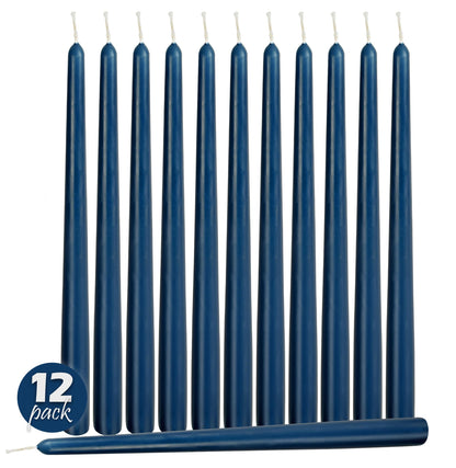 Hyoola 12 Pack Tall Taper Candles - 12 Inch Midnight Blue Dripless, Unscented Dinner Candle - Paraffin Wax with Cotton Wicks - 10 Hour Burn Time