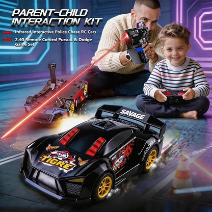 3-in-1 RC Drift Car — Sports/Racing 2-Player Battle Set with Infrared Gun Shooting &amp Flip Effects 60-Min Playtime Family-Friendly 2.4GHz Remote Control Car Toy for Kids Ages 6+ (Yellow)