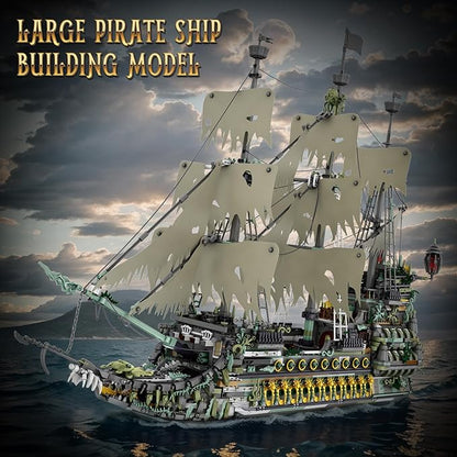 NUTCRACKER Pirate Ship Building Blocks Set Ghost Ship Flying Dutchman Large MOC Pirate Ship Construction Model Sailing Boat Toy Building Set Christmas Birthday Gift for Adult 14+ (5865 Pieces)