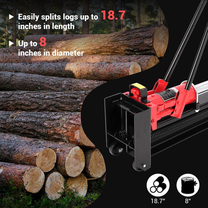 EliteEdge 12 Ton Manual Hydraulic Log Splitter, Heavy Duty Horizontal Firewood Splitter with Steel Frame & Transport Wheels for Farm, Backyard & Homestead