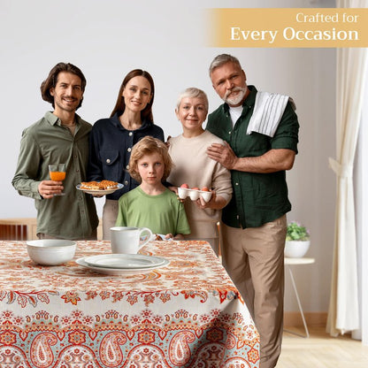 Maison d' Hermine Table Cloth Rectangle Table 100% Cotton 54 x 72 Inches Fall Tablecloth Reusable Everyday Use for Thanksgiving Christmas Decorations Dining Farmhouse Party (Cachemire)