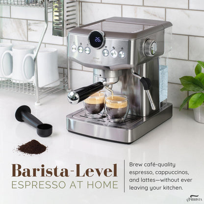 AMBRISTA Espresso Machine 20 Bar with Steam Milk Frother | Stainless Steel Espresso Maker with Customizable Brewing Temperature | 60oz Removable Water Tank | Perfect for Cappuccinos, Lattes and More
