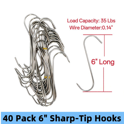 Mitoltpoci 40 Pack S Hooks Sharp Tip Lock Hooks for Powder Coating Bundle with Cabinet Door Painting Hanger System with Drying Rack – Includes 10Pack Metal Hangers with 50 Zinc Screws