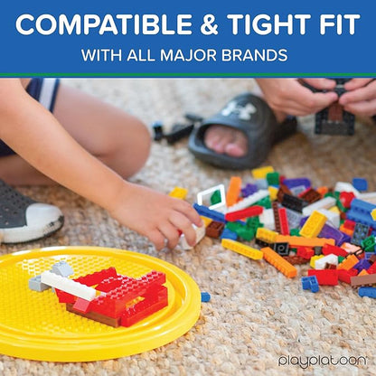 Play Platoon 1100 Pieces Building Bricks Set - 10 Classic Color Blocks - Bulk Building Blocks Compatible with Major Brands 14 Different Shape Bricks - Includes Wheels Tires Axles Windows &amp Doo
